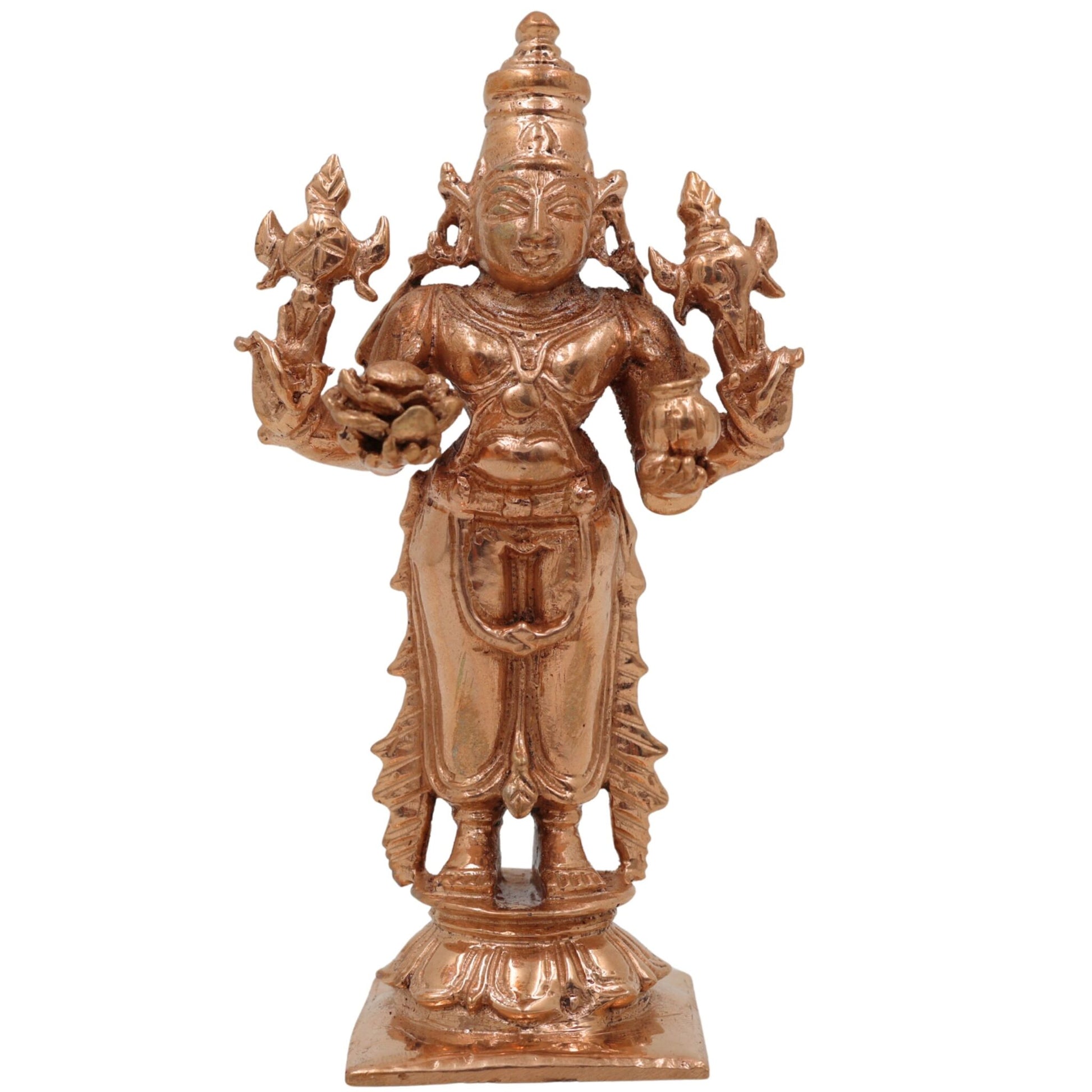 Handcrafted Bronze Dhanvantari Idol | Panchaloha Dhanvantri Murti | Ayurvedic God of Healing & Health for Home Temple,Gold, 4 Inch, 1 Piece