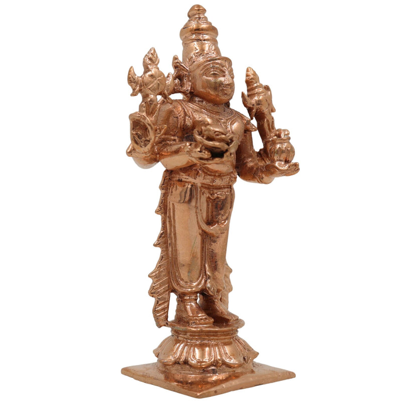 Handcrafted Bronze Dhanvantari Idol | Panchaloha Dhanvantri Murti | Ayurvedic God of Healing & Health for Home Temple,Gold, 4 Inch, 1 Piece