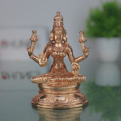 Bronze Handcrafted Maha Lakshmi Idol | Panchaloha Shri Kamala Padma Narayani Indira Bhargavi Lakshmi Statue for Puja, Temple & Home Decor,Gold, 3 Inch, 1 Piece