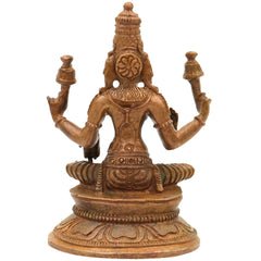 Bronze Maha Lakshmi Idol | Panchaloha Kamala Padmavati Shri Devi Murti | Handcrafted South Indian Chola Art Goddess Lakshmi Statue, Brown, 3 Inch, 1 Piece