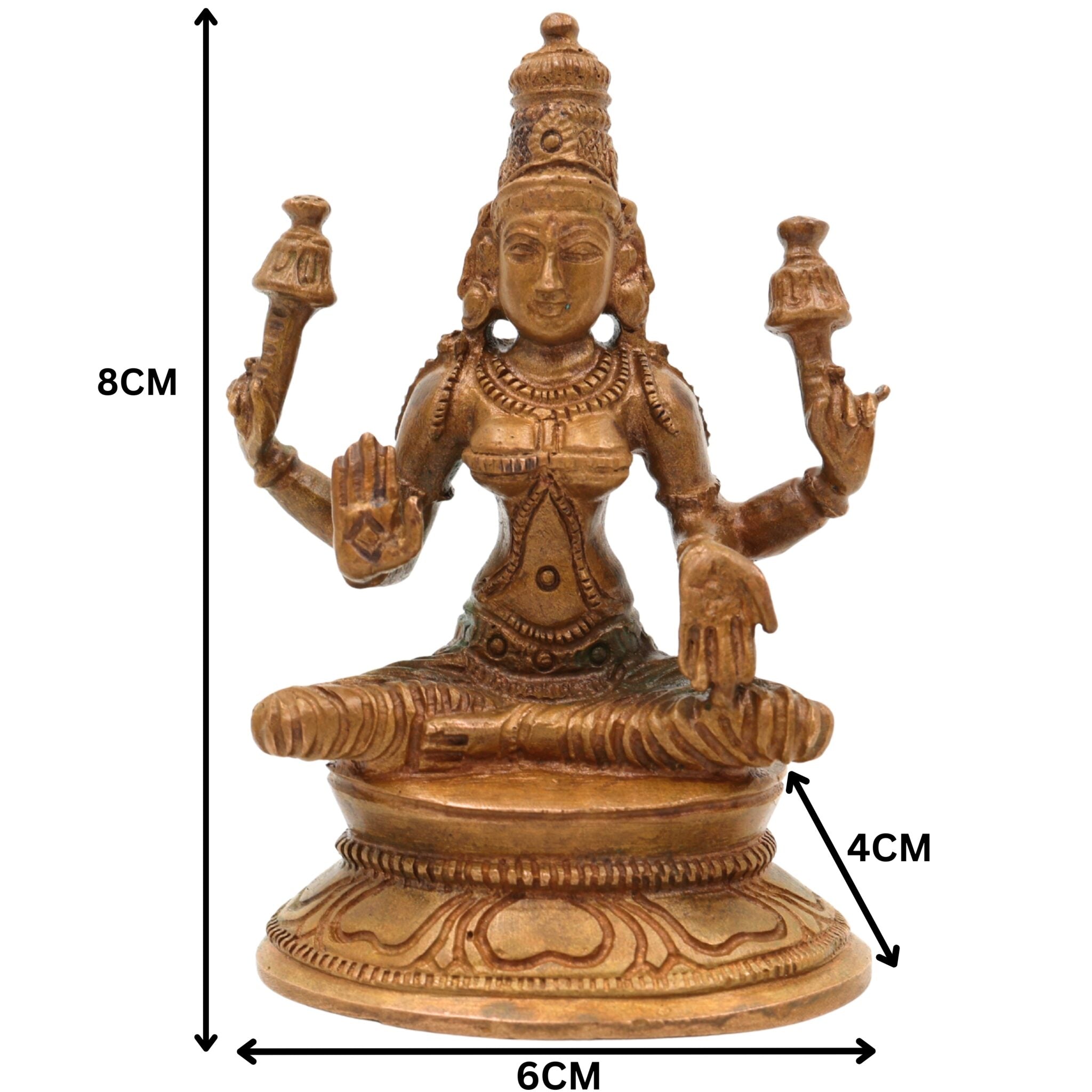 Bronze Maha Lakshmi Idol | Panchaloha Kamala Padmavati Shri Devi Murti | Handcrafted South Indian Chola Art Goddess Lakshmi Statue, Brown, 3 Inch, 1 Piece