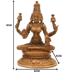 Bronze Maha Lakshmi Idol | Panchaloha Kamala Padmavati Shri Devi Murti | Handcrafted South Indian Chola Art Goddess Lakshmi Statue, Brown, 3 Inch, 1 Piece