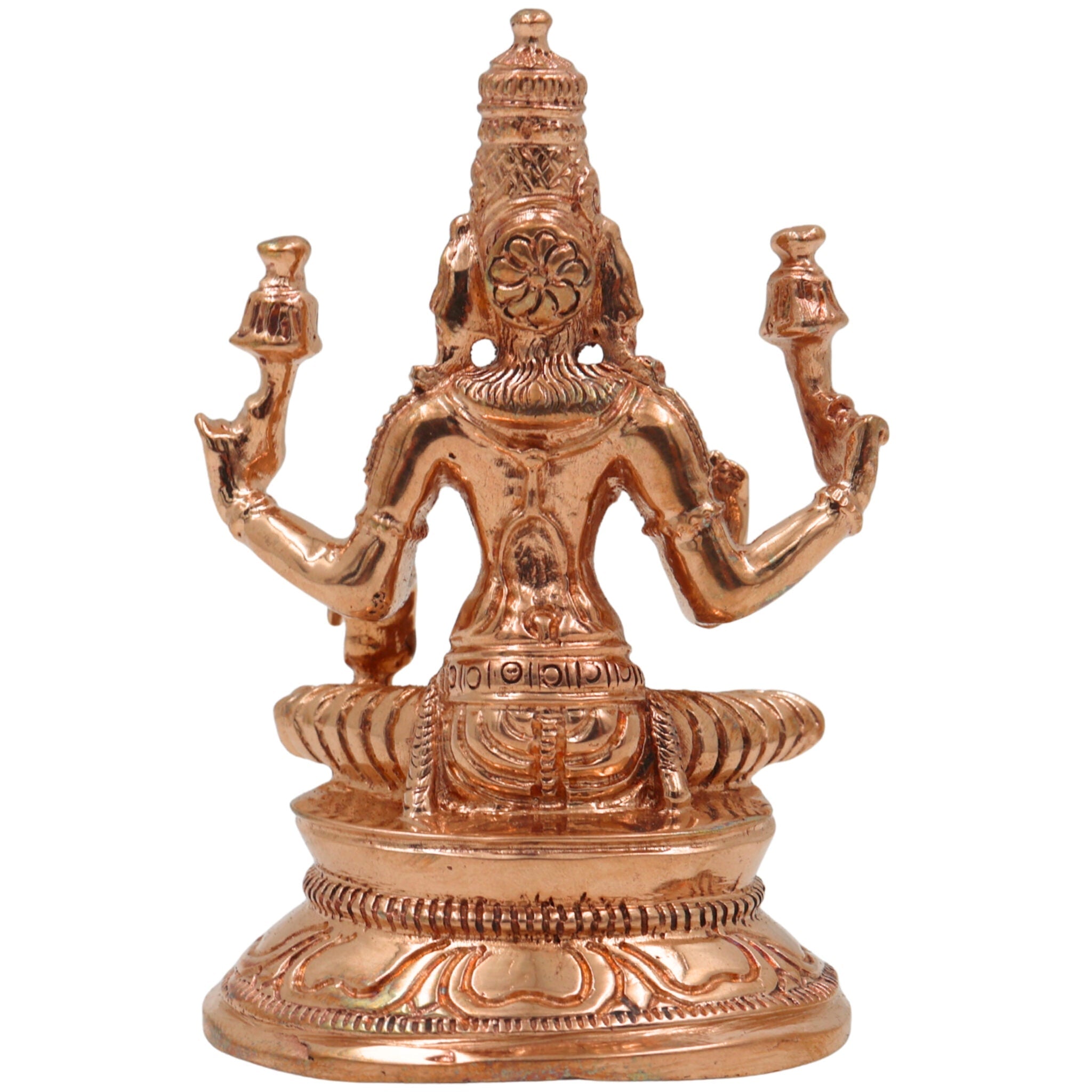 Bronze Handcrafted Maha Lakshmi Idol | Panchaloha Shri Kamala Padma Narayani Indira Bhargavi Lakshmi Statue for Puja, Temple & Home Decor,Gold, 3 Inch, 1 Piece