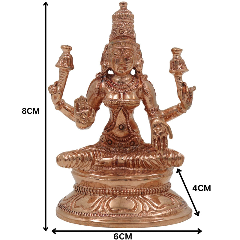 Bronze Handcrafted Maha Lakshmi Idol | Panchaloha Shri Kamala Padma Narayani Indira Bhargavi Lakshmi Statue for Puja, Temple & Home Decor,Gold, 3 Inch, 1 Piece