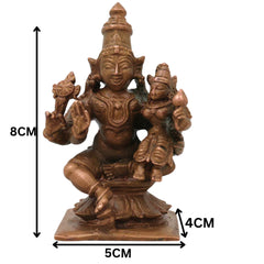 Lakshmi Narayana Bronze Idol, Sri Lakshmi Narayan Swamy Murti, Vishnu Lakshmi Vigraha, Sriman Narayana Mahalakshmi Kanchu Kansa Chola Shilpam Statue for Puja Mandir Decor, Brown, 3 Inch, 1 Piece