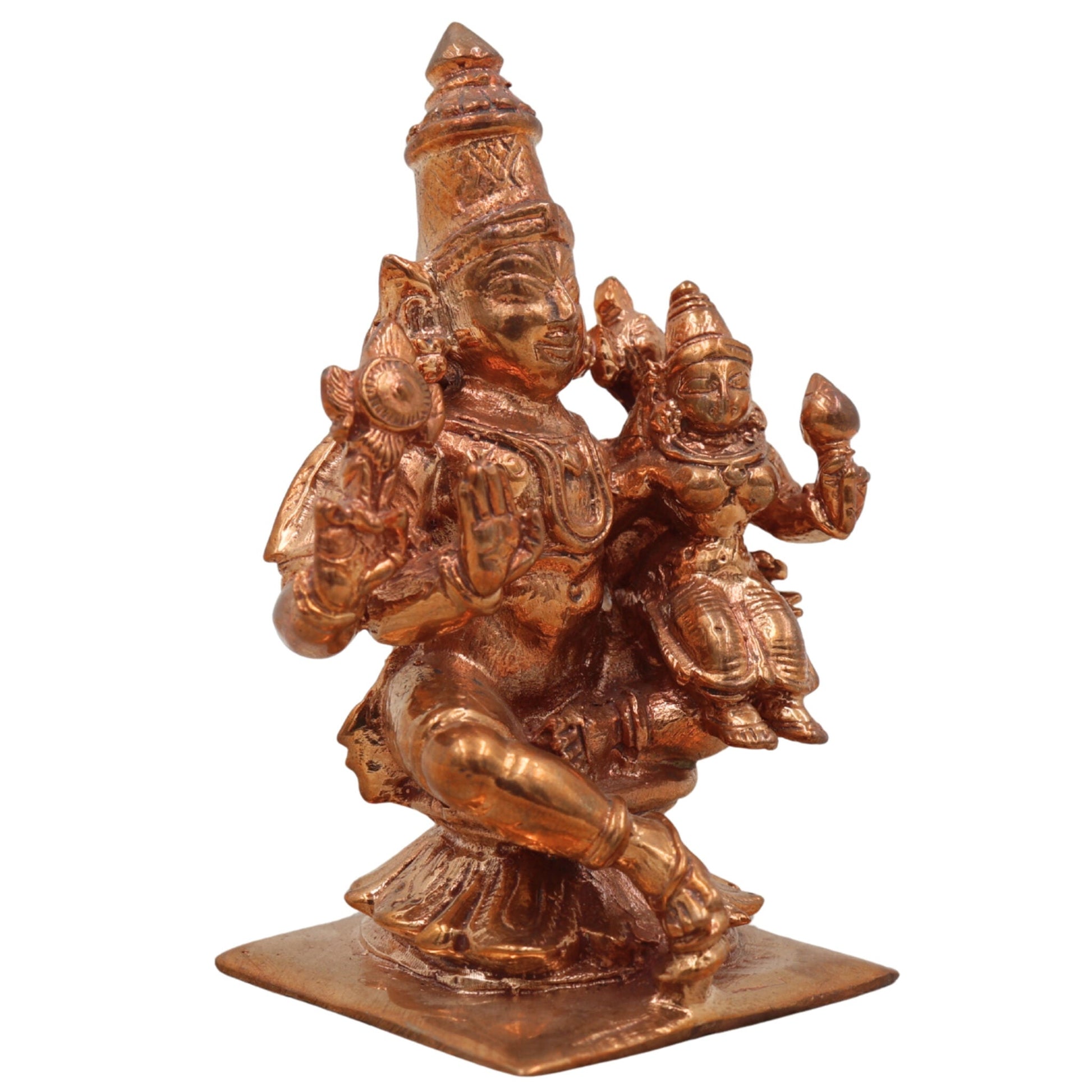 Handcrafted Bronze Vishnu Idol | Panchaloha Lakshmi Narayana Murti | Chola Art Temple Statue | Sri Venkateswara, Ranganatha, Balaji,Gold, 3 Inch, 1 Piece