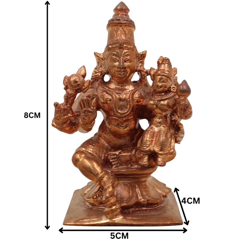 Handcrafted Bronze Vishnu Idol | Panchaloha Lakshmi Narayana Murti | Chola Art Temple Statue | Sri Venkateswara, Ranganatha, Balaji,Gold, 3 Inch, 1 Piece