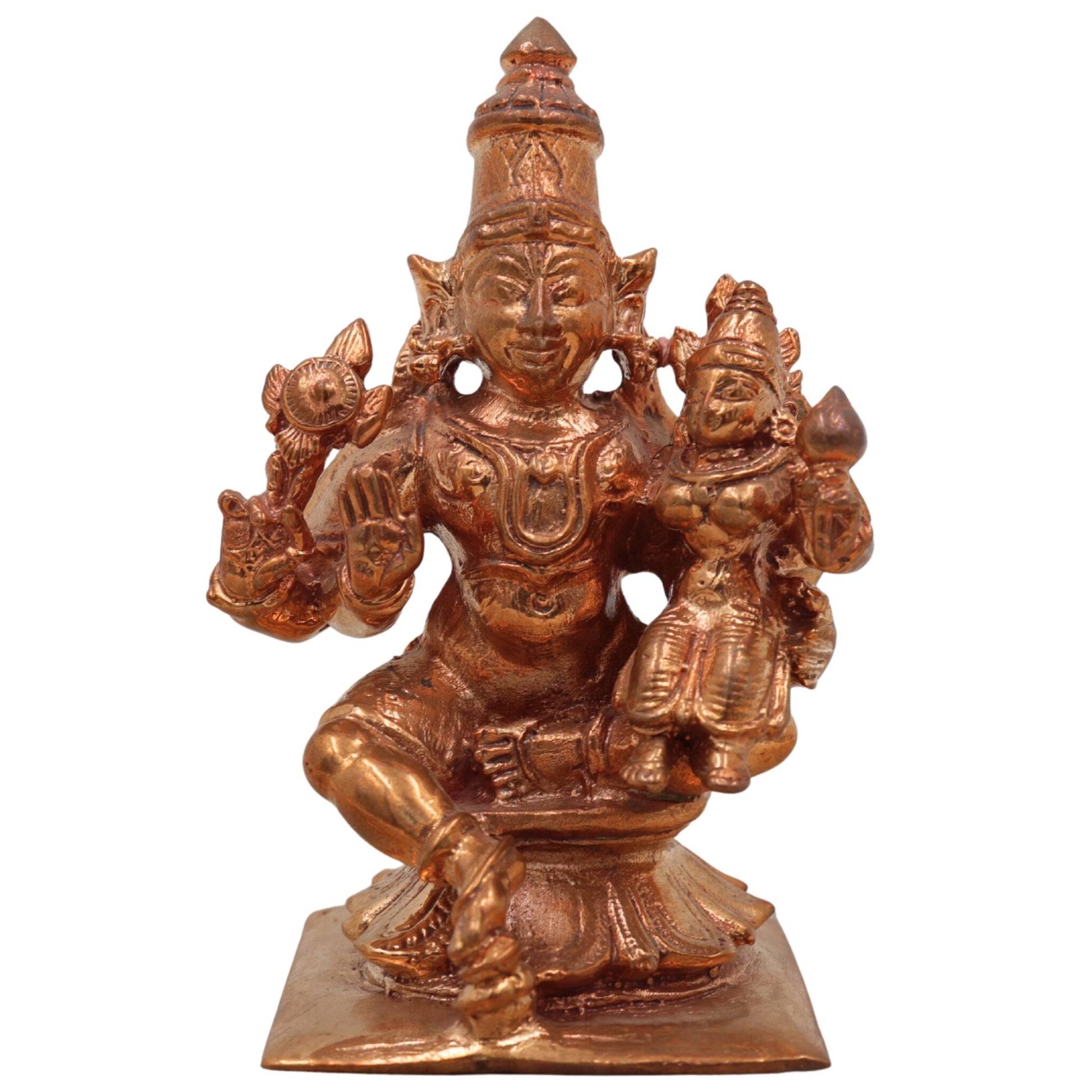 Handcrafted Bronze Vishnu Idol | Panchaloha Lakshmi Narayana Murti | Chola Art Temple Statue | Sri Venkateswara, Ranganatha, Balaji,Gold, 3 Inch, 1 Piece