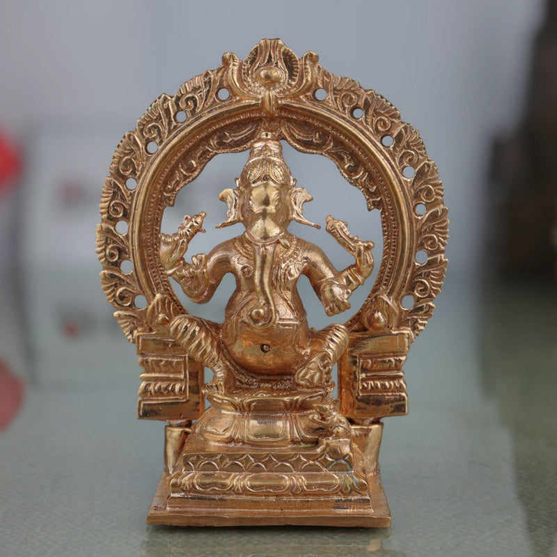 Bronze Lord Ganesha Idol, Handmade Ganesh Murti for Pooja, Home Temple & Spiritual Decor, Gold, 4 Inch, 1 Piece