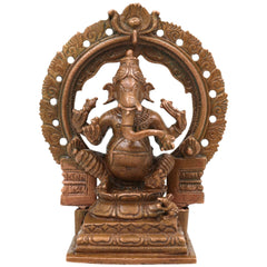 Handcrafted Bronze Ganesha Idol, Ganapati Murti, Vinayaka Statue, Siddhivinayak Sculpture, Panchaloha Gajanana Figurine for Pooja, Home Decor & Temple, Brown, 4 Inch, 1 Piece