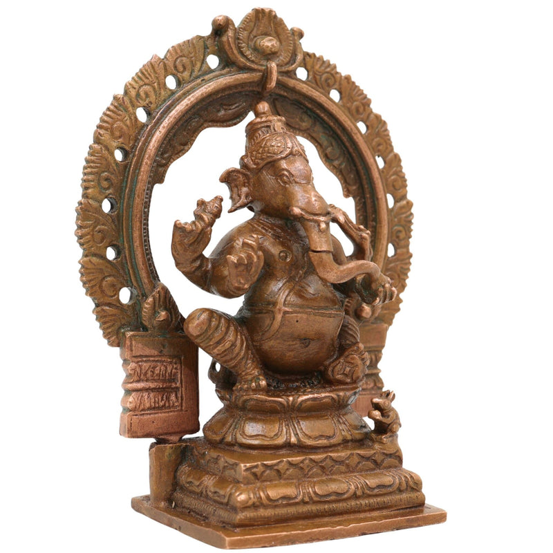 Handcrafted Bronze Ganesha Idol, Ganapati Murti, Vinayaka Statue, Siddhivinayak Sculpture, Panchaloha Gajanana Figurine for Pooja, Home Decor & Temple, Brown, 4 Inch, 1 Piece