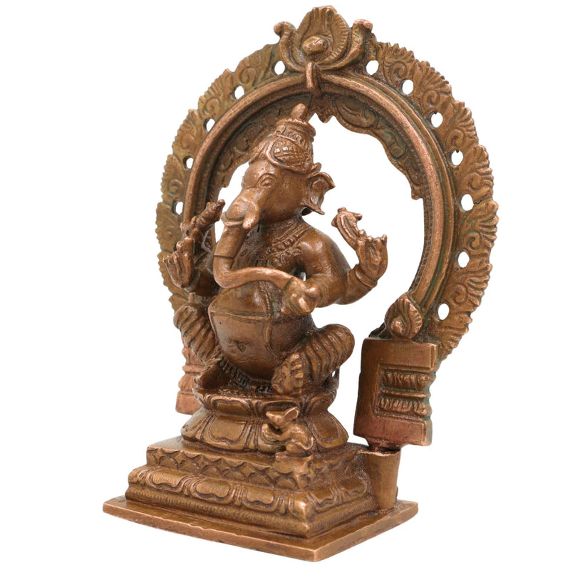 Handcrafted Bronze Ganesha Idol, Ganapati Murti, Vinayaka Statue, Siddhivinayak Sculpture, Panchaloha Gajanana Figurine for Pooja, Home Decor & Temple, Brown, 4 Inch, 1 Piece