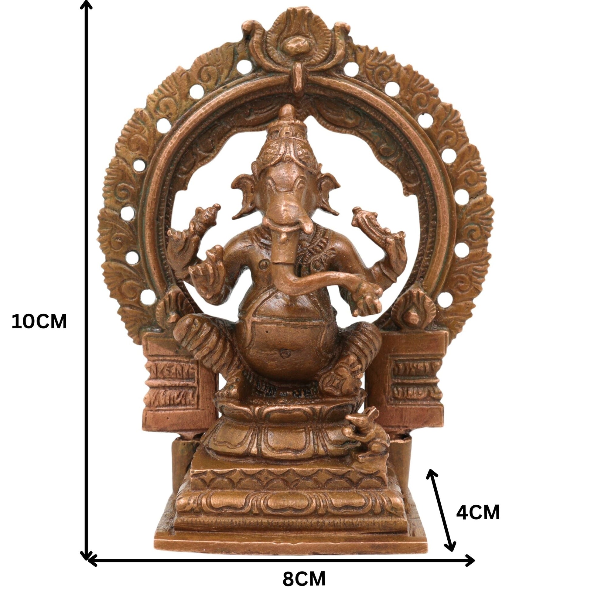 Handcrafted Bronze Ganesha Idol, Ganapati Murti, Vinayaka Statue, Siddhivinayak Sculpture, Panchaloha Gajanana Figurine for Pooja, Home Decor & Temple, Brown, 4 Inch, 1 Piece