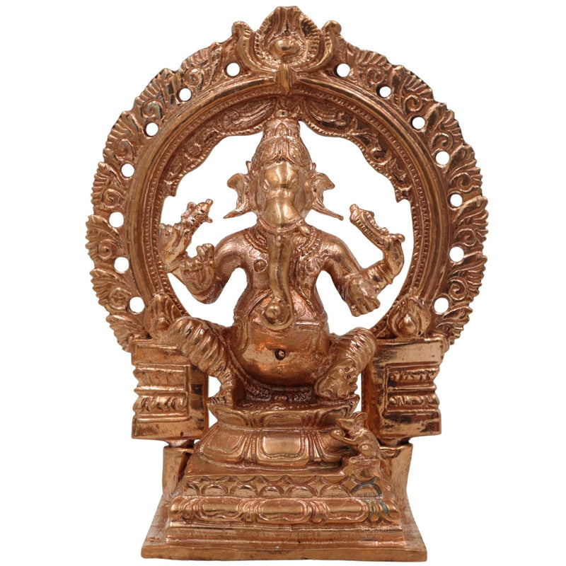 Bronze Lord Ganesha Idol, Handmade Ganesh Murti for Pooja, Home Temple & Spiritual Decor, Gold, 4 Inch, 1 Piece