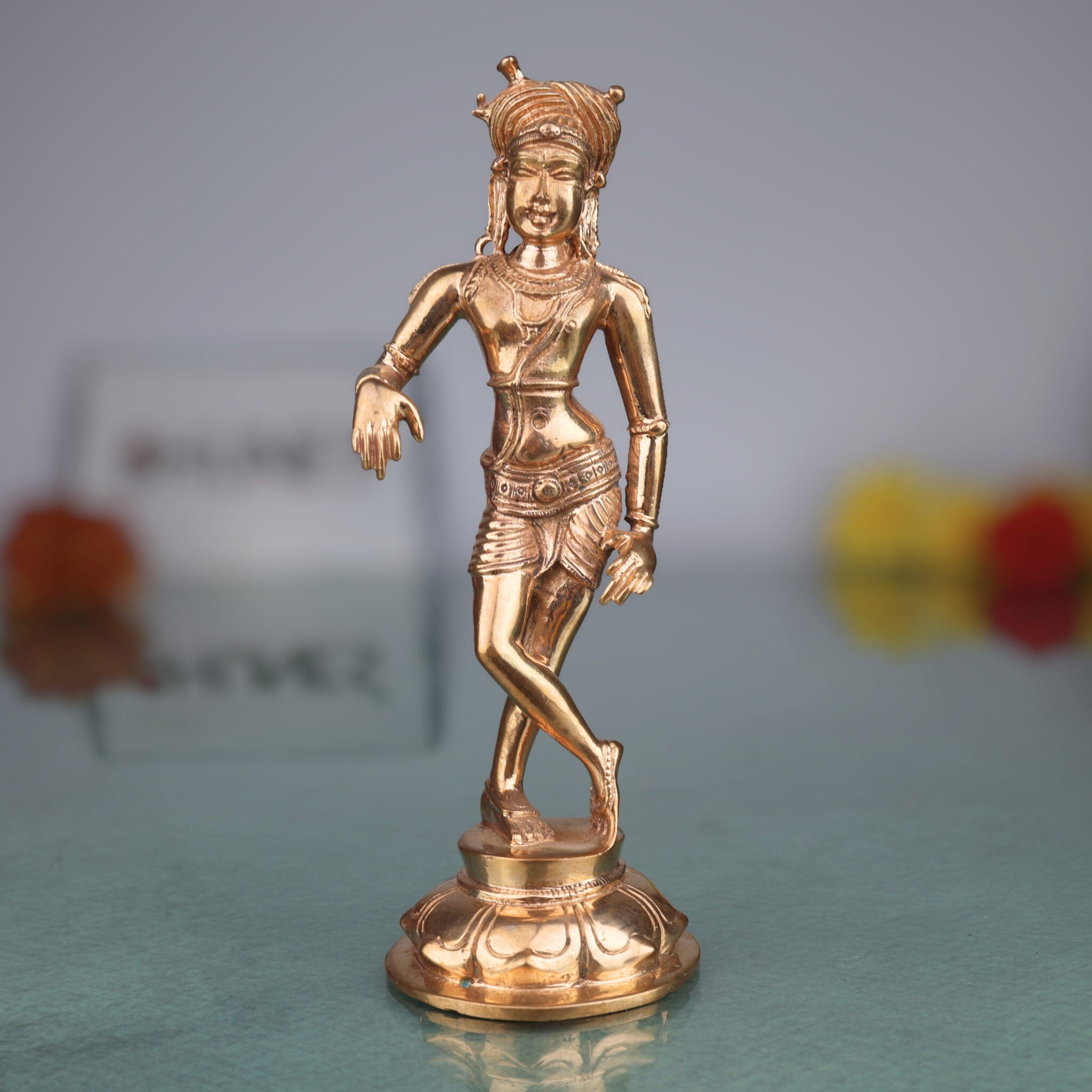 Vrishavahana Shiva Idol in Panchaloha Bronze, Mahadev Murti, Bholenath Statue, Handmade Chola Art Shiva for Puja & Home Décor,Gold, 6 Inch, 1 Piece