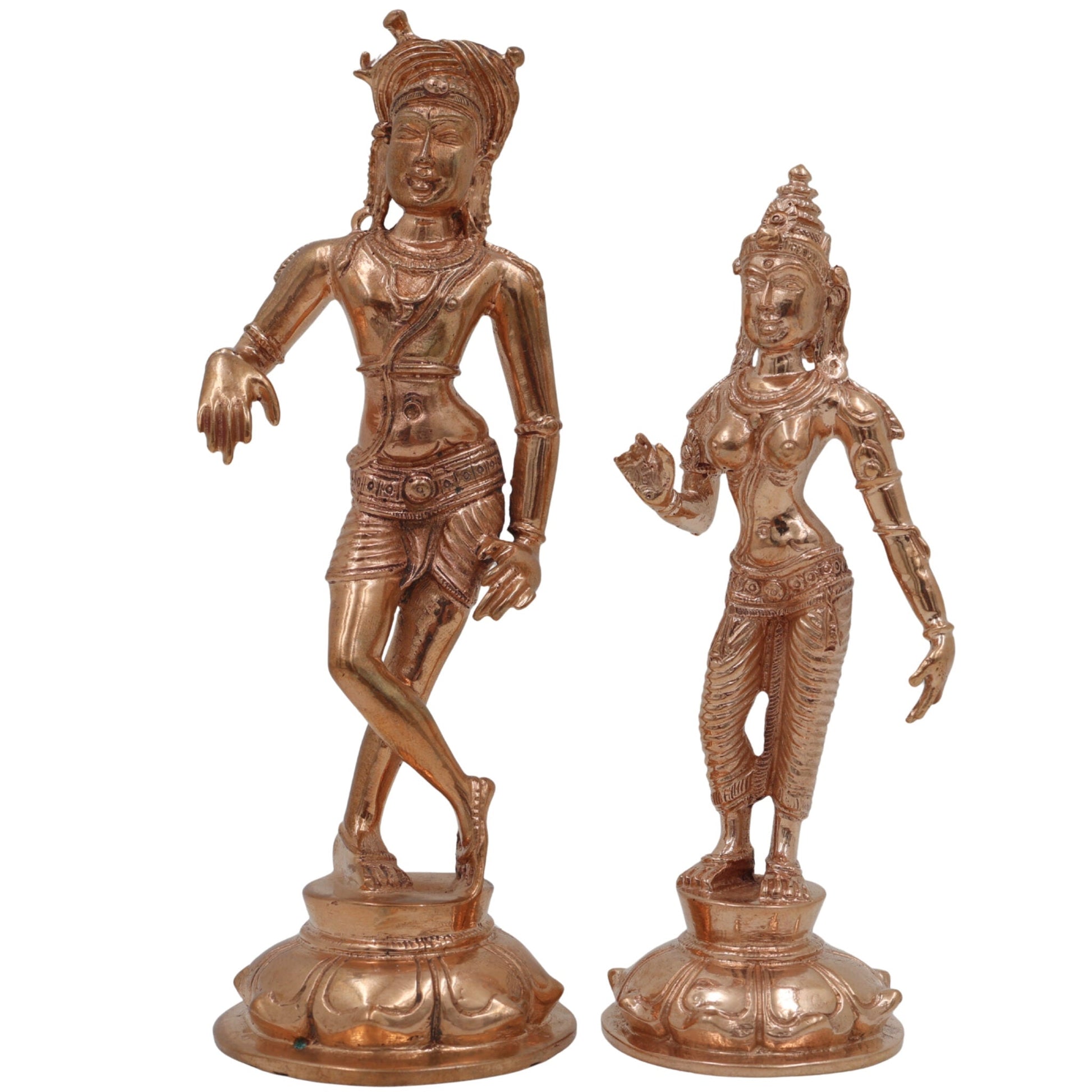 Panchaloha Bronze Shiva Parvati Idol | Uma Maheshwara Gauri Shankar Ardhanarishvara Murti | Handmade Chola Art Hindu Sculpture for Puja & Home Decor,Gold, 6 Inch, 1 Piece