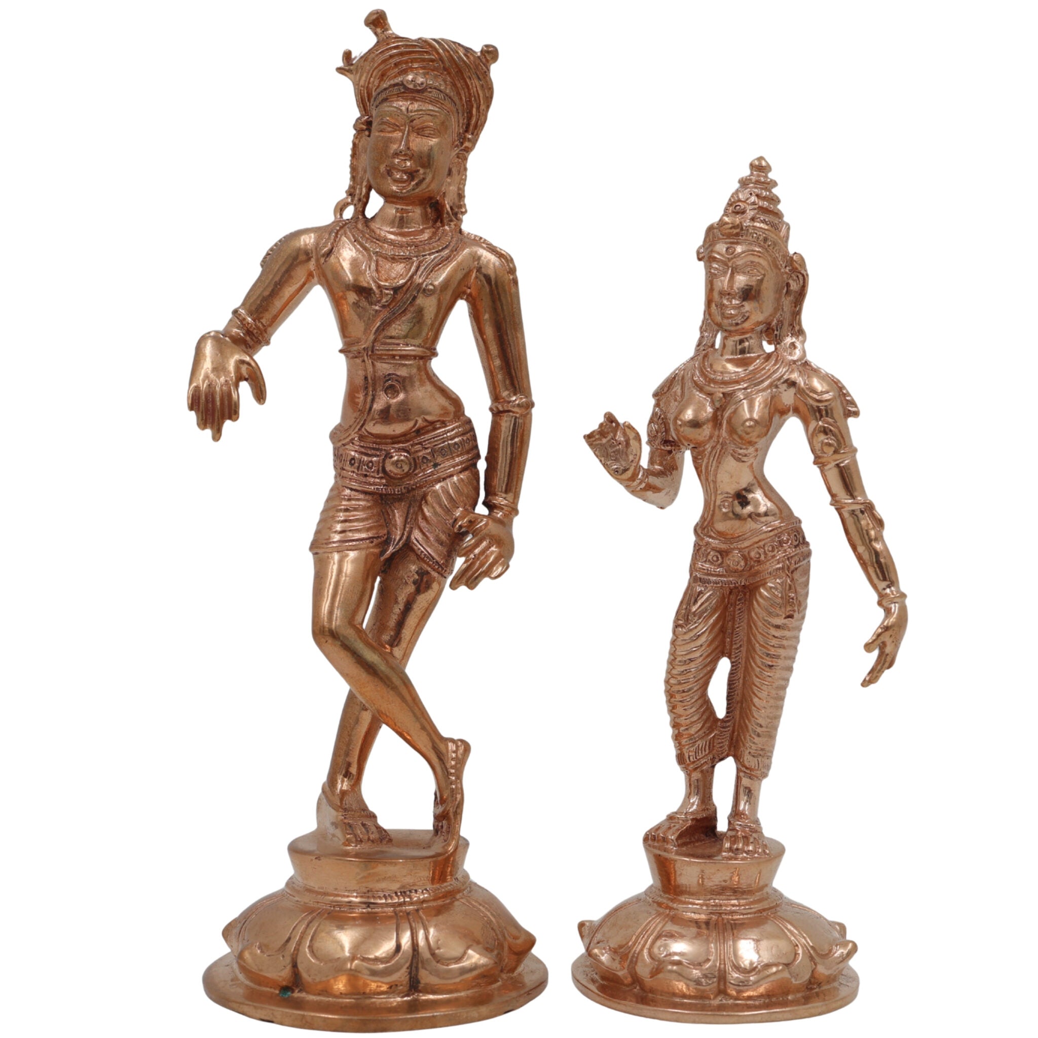 Panchaloha Bronze Shiva Parvati Idol | Uma Maheshwara Gauri Shankar Ardhanarishvara Murti | Handmade Chola Art Hindu Sculpture for Puja & Home Decor,Gold, 6 Inch, 1 Piece
