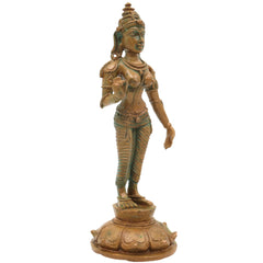 Handcrafted Bronze Parvati Idol | Panchaloha Uma Gauri Mahadevi Statue | Chola Art South India Goddess Sculpture, Brown, 4.5 Inch, 1 Piece