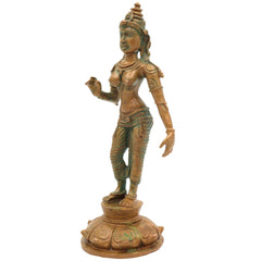 Handcrafted Bronze Parvati Idol | Panchaloha Uma Gauri Mahadevi Statue | Chola Art South India Goddess Sculpture, Brown, 4.5 Inch, 1 Piece