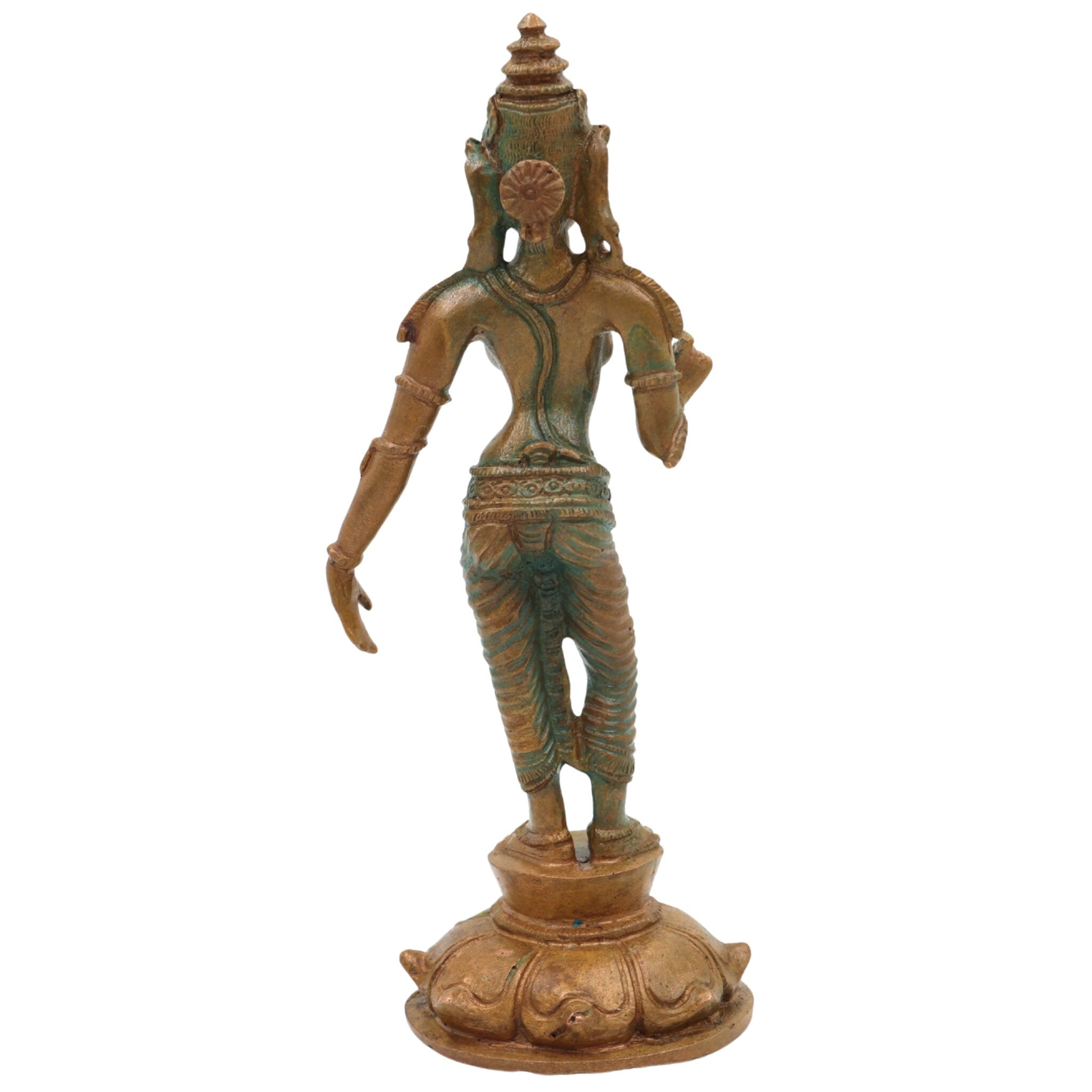 Handcrafted Bronze Parvati Idol | Panchaloha Uma Gauri Mahadevi Statue | Chola Art South India Goddess Sculpture, Brown, 4.5 Inch, 1 Piece
