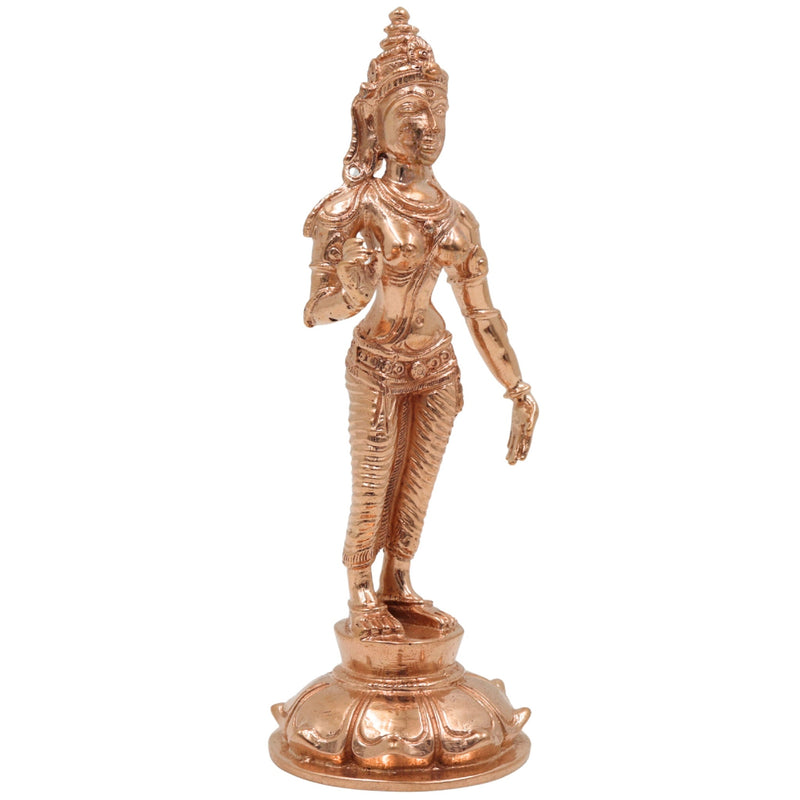 Handmade Bronze Parvati Idol | Panchaloha Uma Gauri Shakti Devi Statue | Traditional South Indian Chola Art Sculpture for Puja & Home Decor,Gold, 5 Inch, 1 Piece