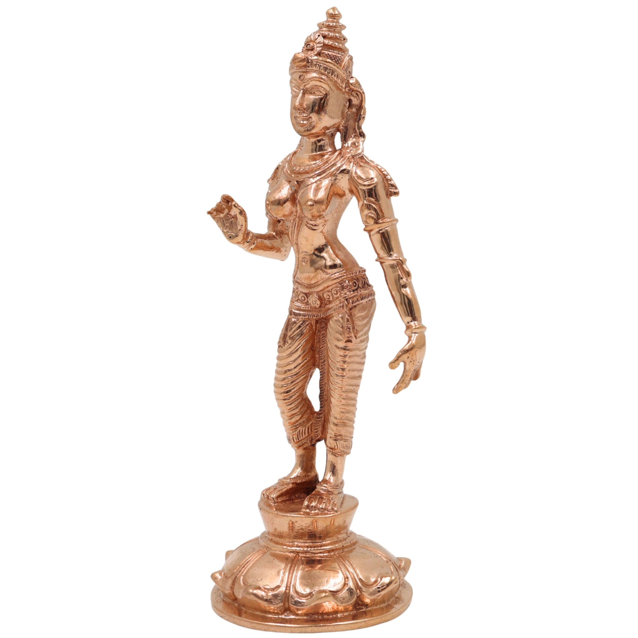 Handmade Bronze Parvati Idol | Panchaloha Uma Gauri Shakti Devi Statue | Traditional South Indian Chola Art Sculpture for Puja & Home Decor,Gold, 5 Inch, 1 Piece