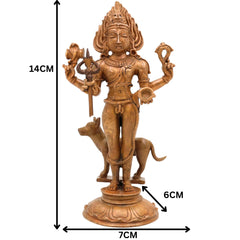 Bronze Kala Bhairava Idol, Handcrafted Lord Bhairav Murti for Pooja, Home Decor & Spiritual Gifts, Brown, 5.5 Inch, 1 Piece