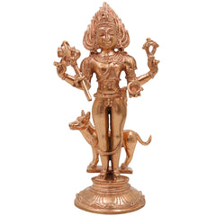 Bronze Handmade Kaal Bhairava Idol, Kala Bhairav Shiva Murti, Panchaloha & Brass Statue for Home, Temple & Pooja Decor,Gold, 5.5 Inch, 1 Piece