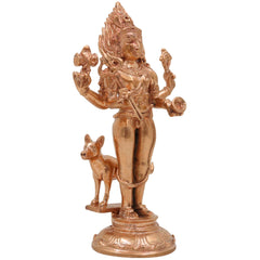 Bronze Handmade Kaal Bhairava Idol, Kala Bhairav Shiva Murti, Panchaloha & Brass Statue for Home, Temple & Pooja Decor,Gold, 5.5 Inch, 1 Piece