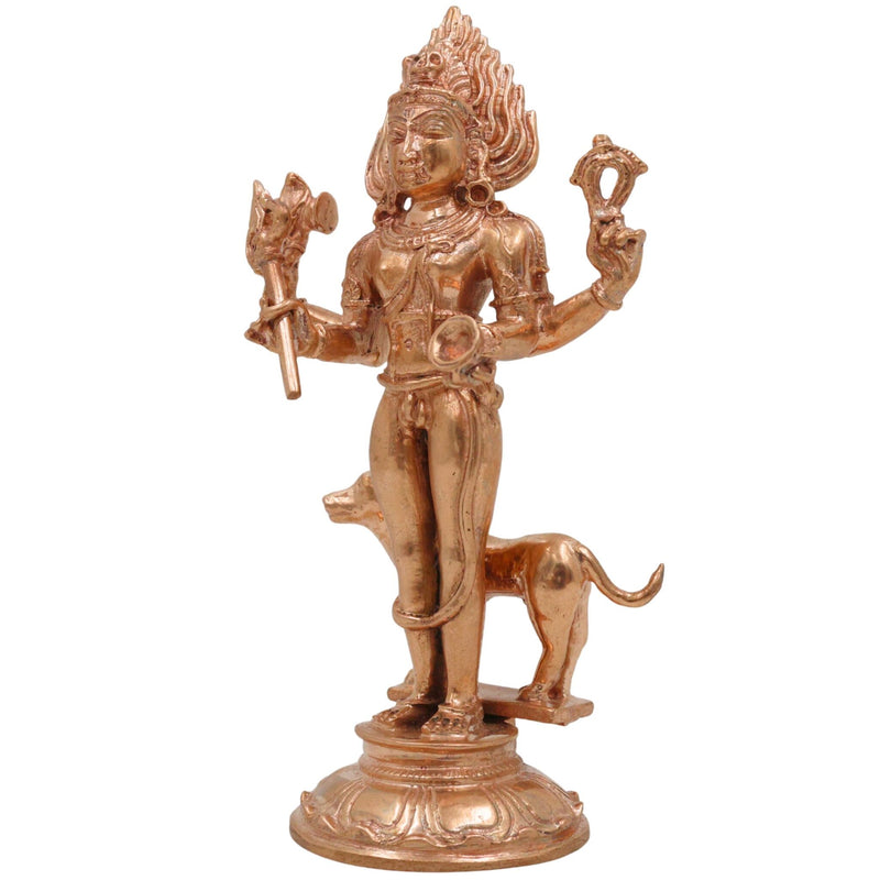 Bronze Handmade Kaal Bhairava Idol, Kala Bhairav Shiva Murti, Panchaloha & Brass Statue for Home, Temple & Pooja Decor,Gold, 5.5 Inch, 1 Piece