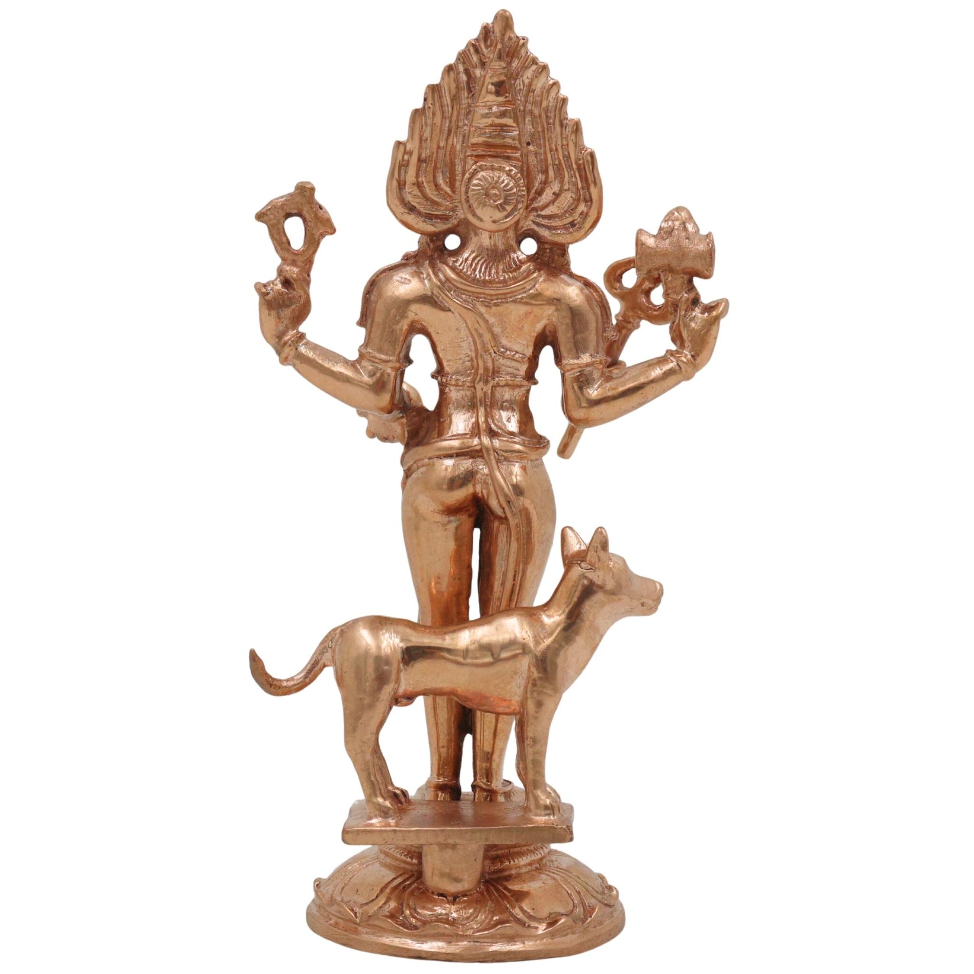 Bronze Handmade Kaal Bhairava Idol, Kala Bhairav Shiva Murti, Panchaloha & Brass Statue for Home, Temple & Pooja Decor,Gold, 5.5 Inch, 1 Piece
