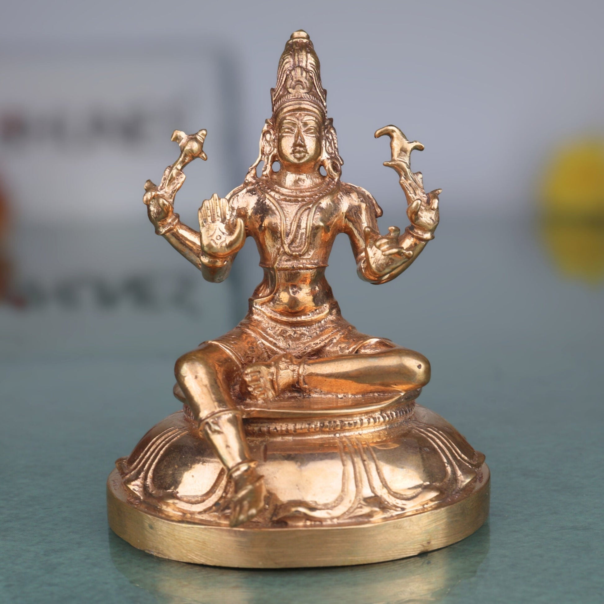 Handcrafted Bronze Shiva Idol | Mahadev, Bholenath, Nataraja Panchaloha Murti | Chola Art, South Indian Temple Statue,Gold, 4 Inch, 1 Piece