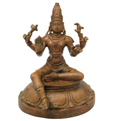 Bronze Shiva Idol Mahadev Shankar Nataraja Panchaloha Style Murti for Home Temple Pooja Decor, Brown, 4.5 Inch, 1 Piece
