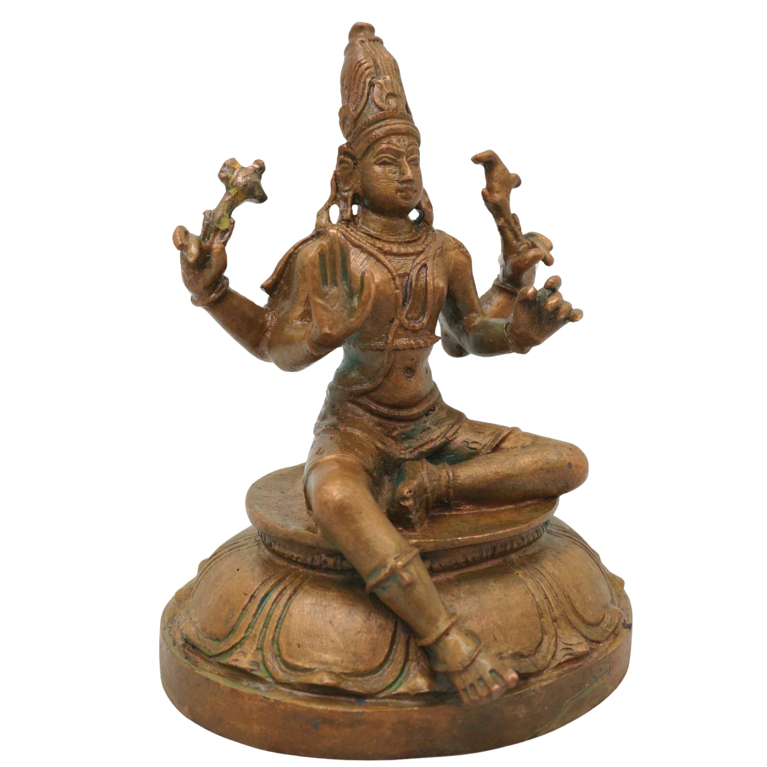 Bronze Shiva Idol Mahadev Shankar Nataraja Panchaloha Style Murti for Home Temple Pooja Decor, Brown, 4.5 Inch, 1 Piece