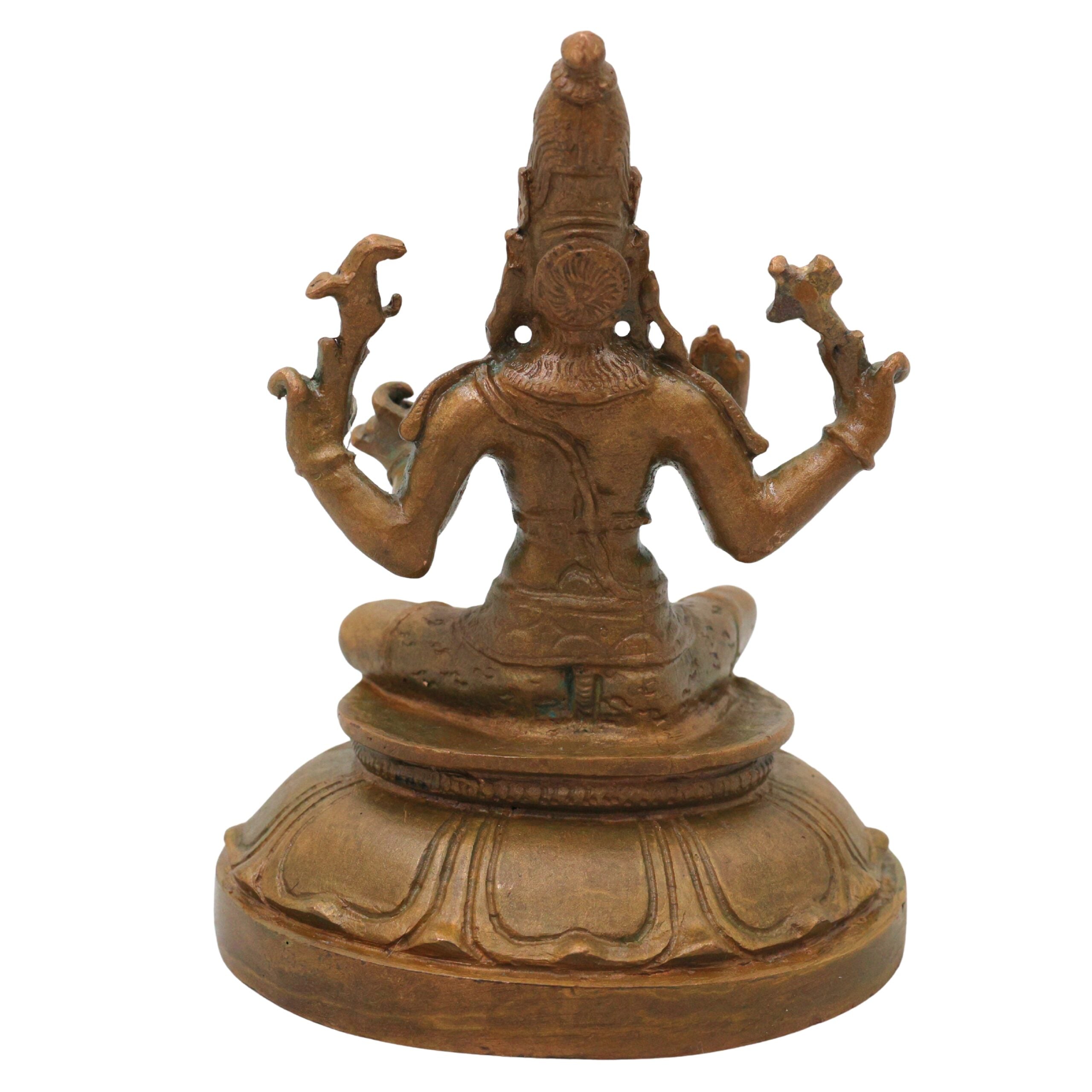 Bronze Shiva Idol Mahadev Shankar Nataraja Panchaloha Style Murti for Home Temple Pooja Decor, Brown, 4.5 Inch, 1 Piece