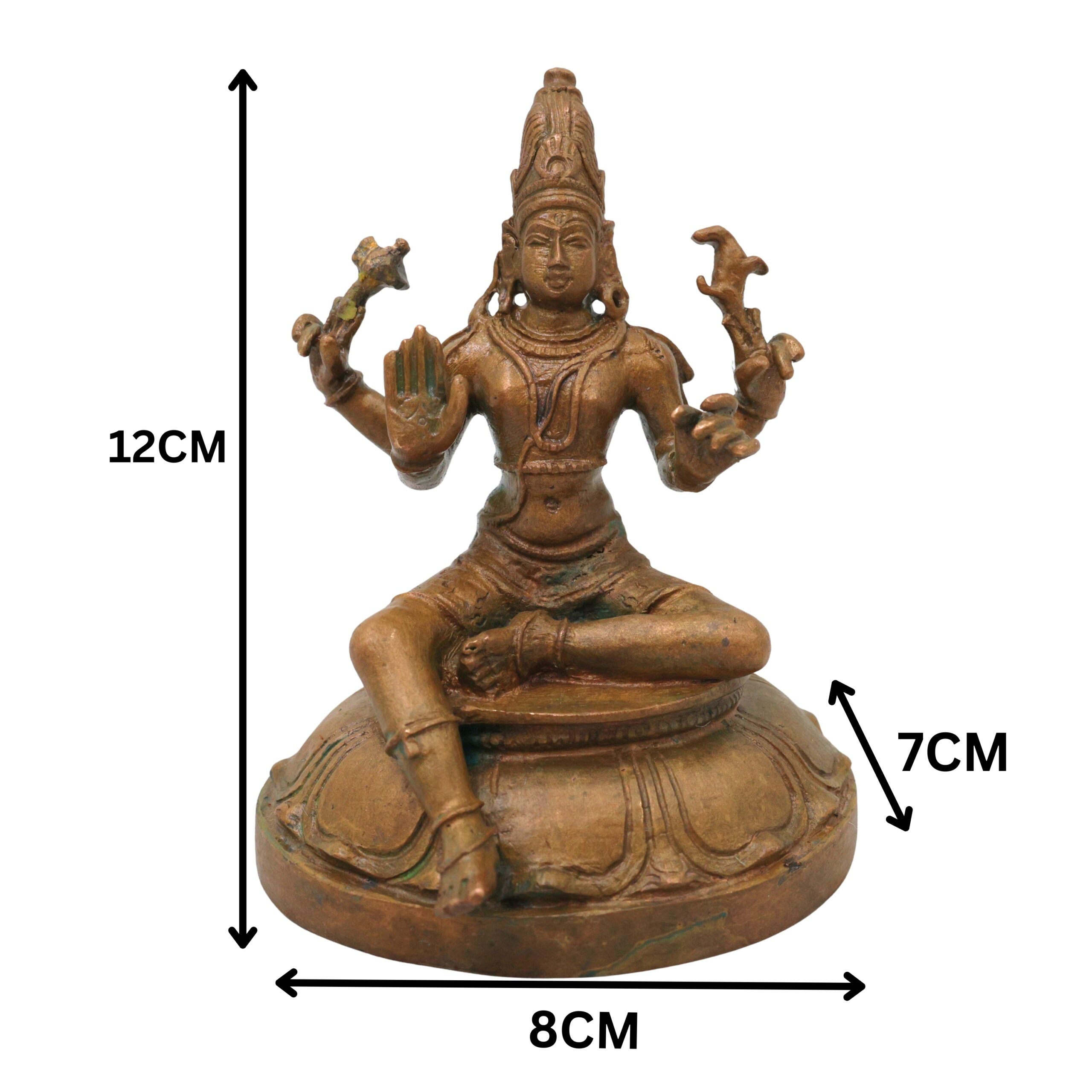 Bronze Shiva Idol Mahadev Shankar Nataraja Panchaloha Style Murti for Home Temple Pooja Decor, Brown, 4.5 Inch, 1 Piece