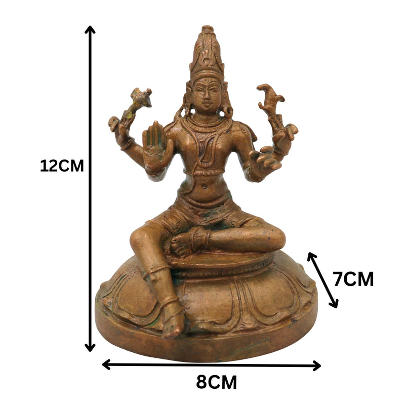 Bronze Shiva Idol Mahadev Shankar Nataraja Panchaloha Style Murti for Home Temple Pooja Decor, Brown, 4.5 Inch, 1 Piece