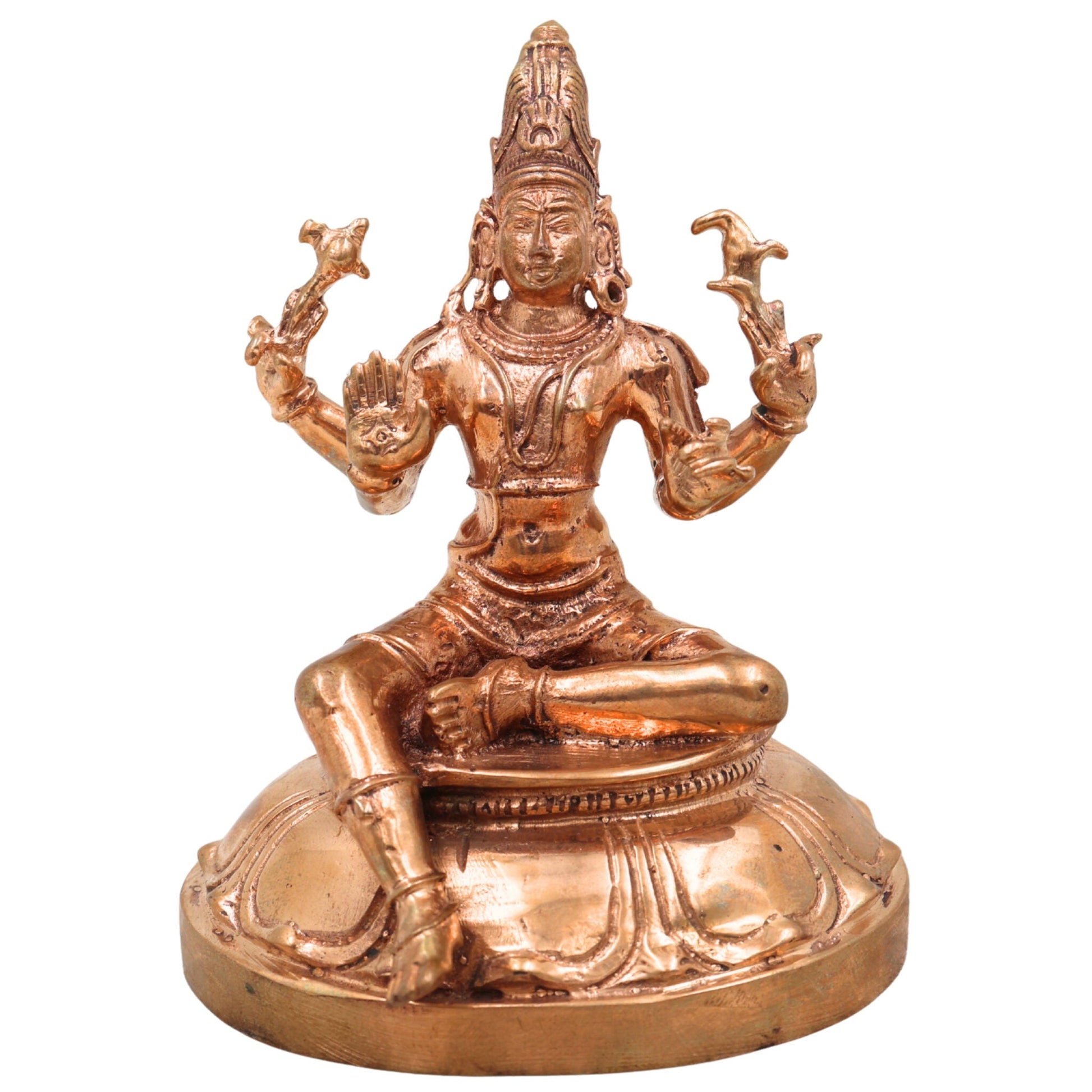 Handcrafted Bronze Shiva Idol | Mahadev, Bholenath, Nataraja Panchaloha Murti | Chola Art, South Indian Temple Statue,Gold, 4 Inch, 1 Piece