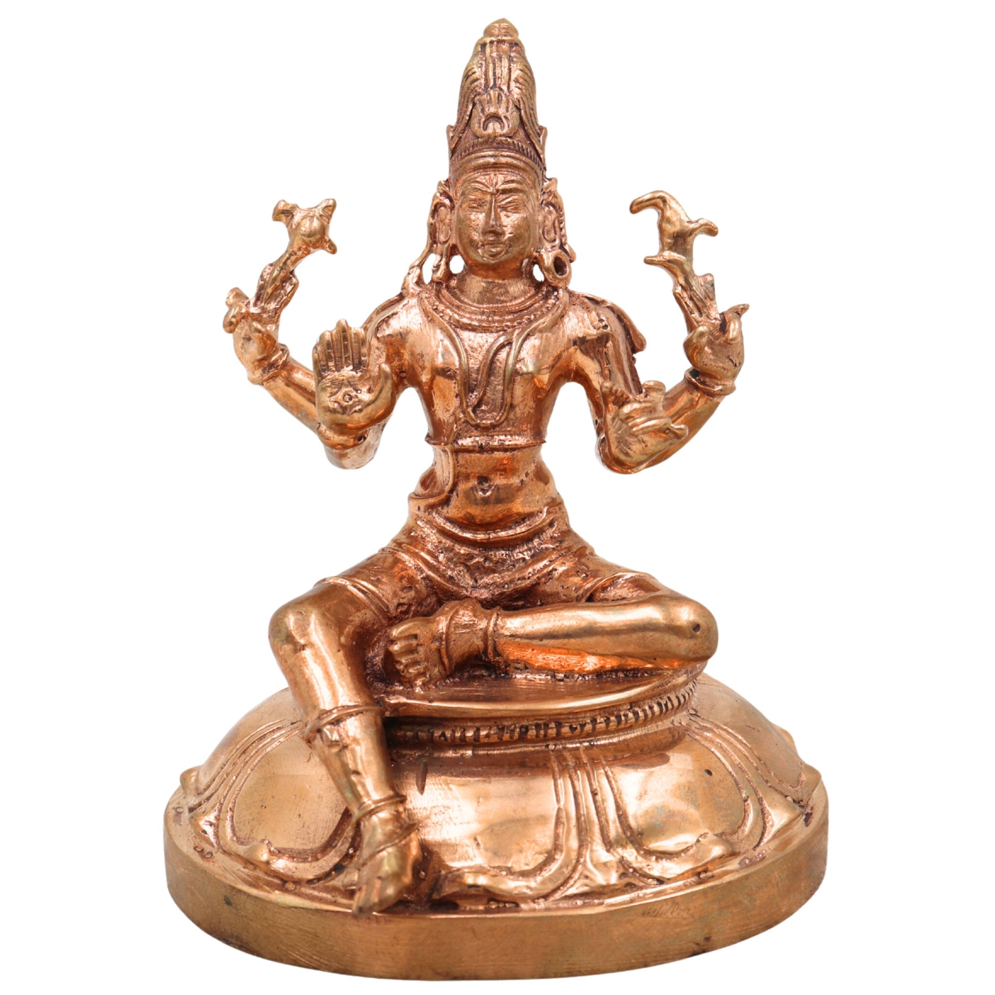 Handcrafted Bronze Shiva Idol | Mahadev, Bholenath, Nataraja Panchaloha Murti | Chola Art, South Indian Temple Statue,Gold, 4 Inch, 1 Piece