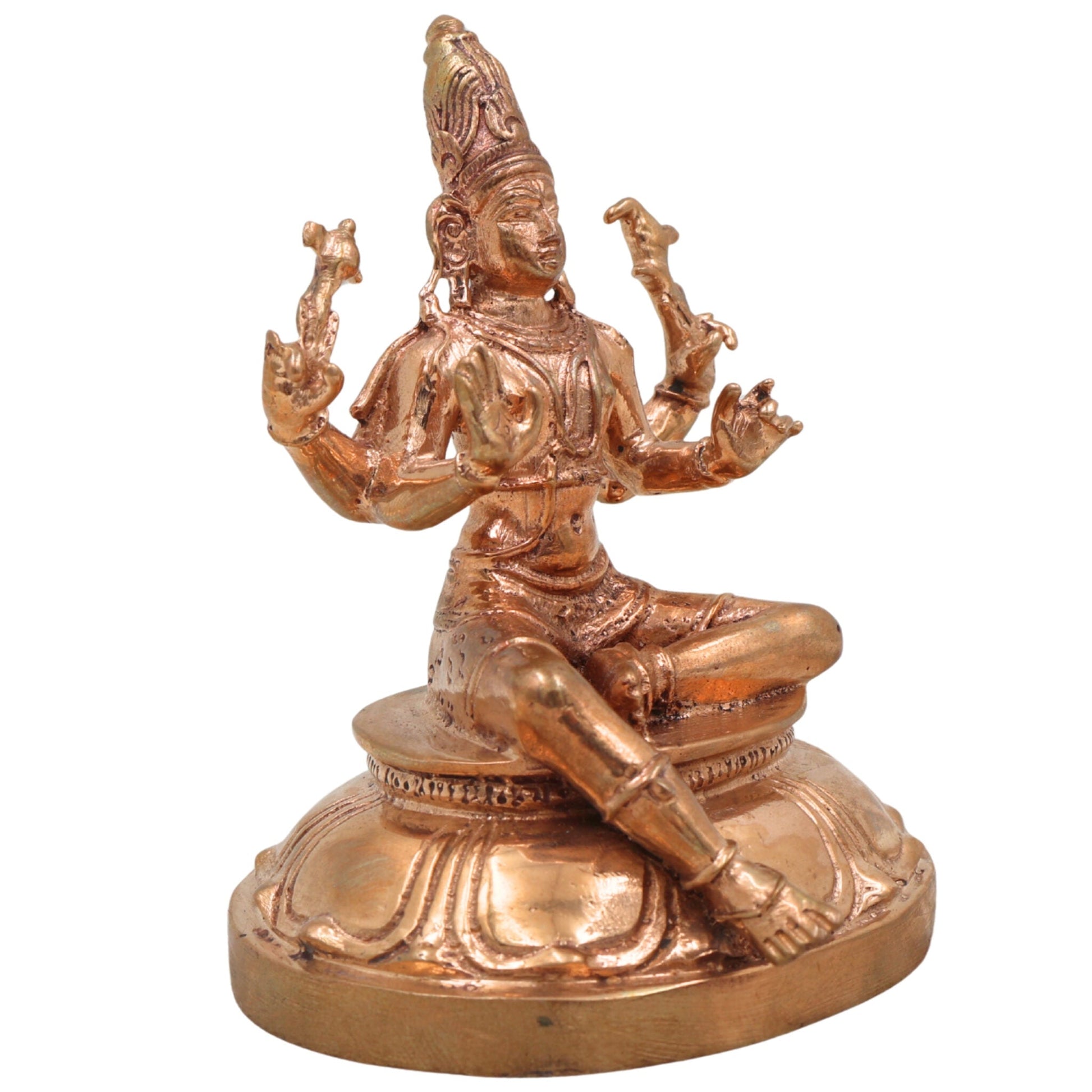 Handcrafted Bronze Shiva Idol | Mahadev, Bholenath, Nataraja Panchaloha Murti | Chola Art, South Indian Temple Statue,Gold, 4 Inch, 1 Piece
