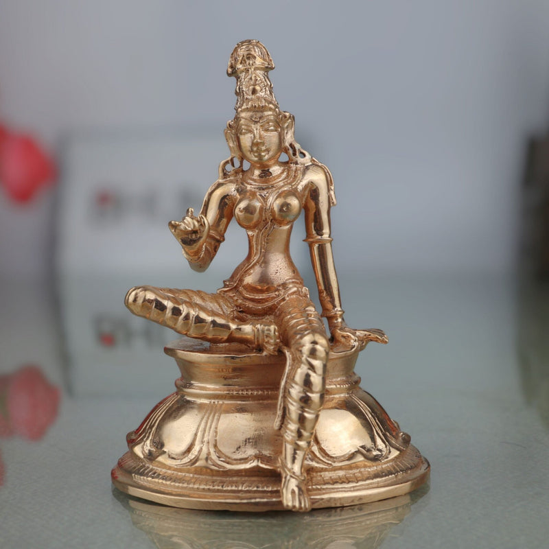 Bronze Goddess Parvathi Idol | Handmade Parvathi Murti for Pooja, Temple & Home Decor, Gold, 4 Inch, 1 Piece