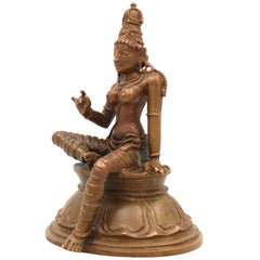 Bronze Parvati Devi Idol Uma Gowri Lalitha Annapurna Durga Tripura Sundari Panchaloha Handmade Chola Art Hindu Goddess Sculpture, Brown, 4 Inch, 1 Piece