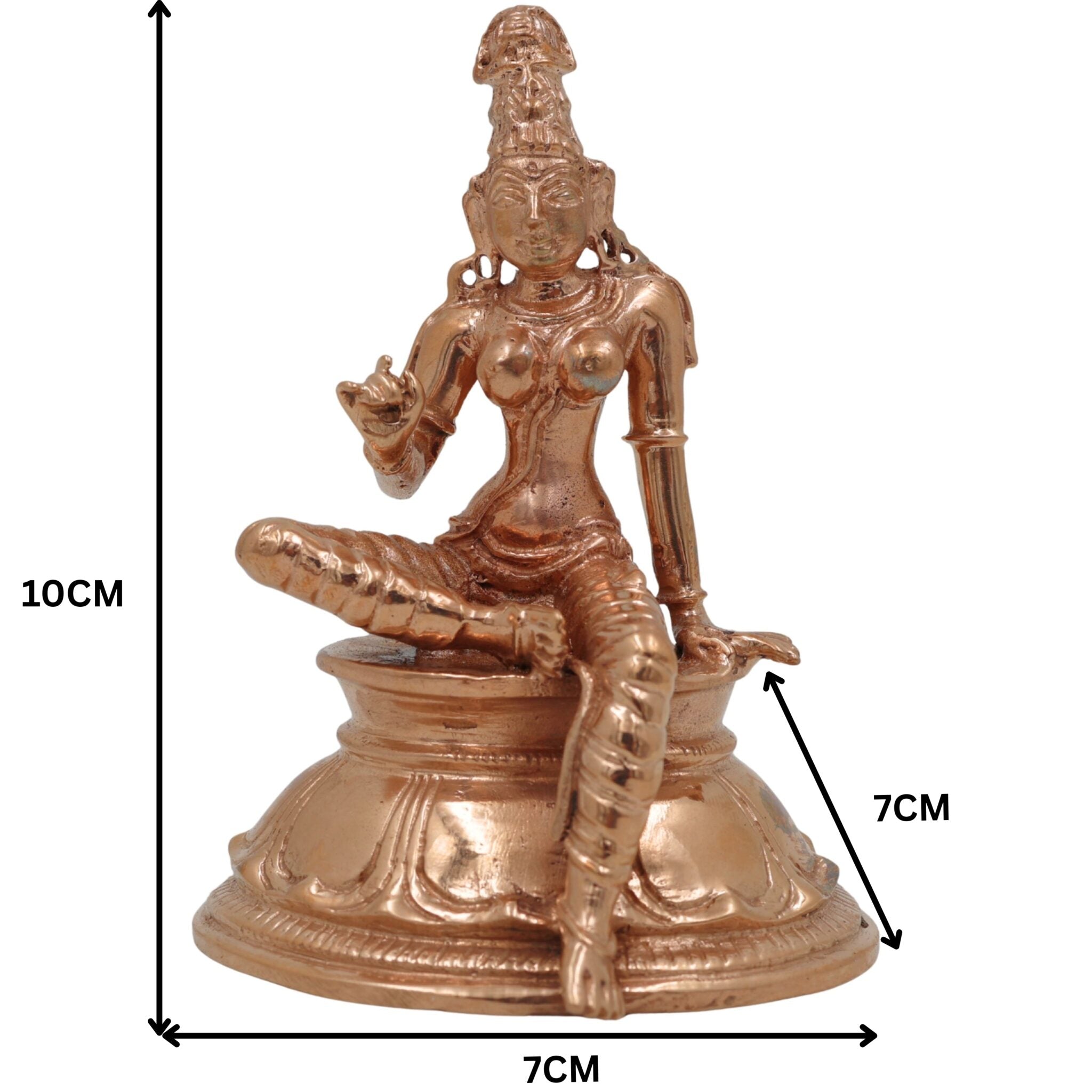 Bronze Goddess Parvathi Idol | Handmade Parvathi Murti for Pooja, Temple & Home Decor, Gold, 4 Inch, 1 Piece