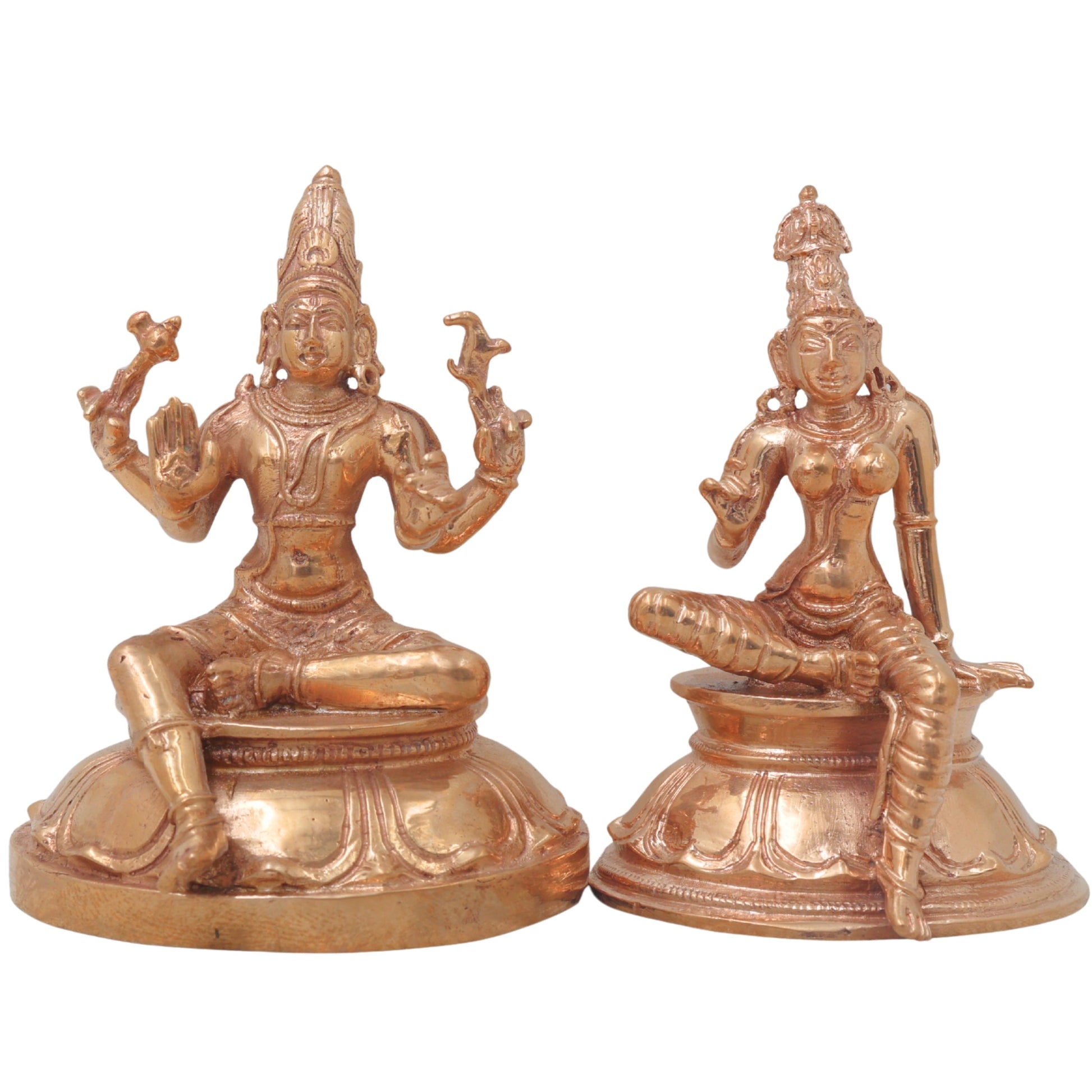 Bronze Shiva Parvati Murti, Shiv Parwathi, Uma Maheshwara Idols, Uma Shankar Silai, Umamaheshwaram, Umamaheswara Statue,Gold, 4 Inch, 1 Piece