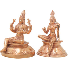 Bronze Shiva Parvati Murti, Shiv Parwathi, Uma Maheshwara Idols, Uma Shankar Silai, Umamaheshwaram, Umamaheswara Statue,Gold, 4 Inch, 1 Piece