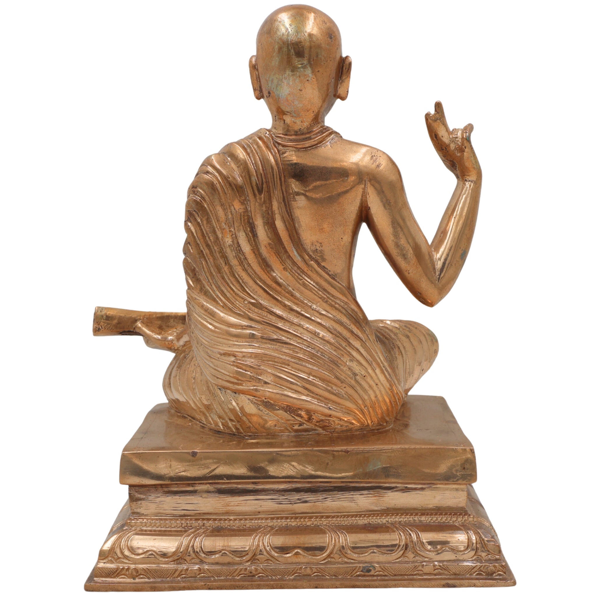 Handmade Bronze Madhvacharya Idol | Purna Prajna Statue | Ananda Tirtha Murti | Jagadguru Dvaita Vedanta Sculpture | Spiritual Home & Temple Decor,Gold, 9.5 Inch, 1 Piece