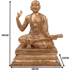 Handmade Bronze Madhvacharya Idol | Purna Prajna Statue | Ananda Tirtha Murti | Jagadguru Dvaita Vedanta Sculpture | Spiritual Home & Temple Decor,Gold, 9.5 Inch, 1 Piece