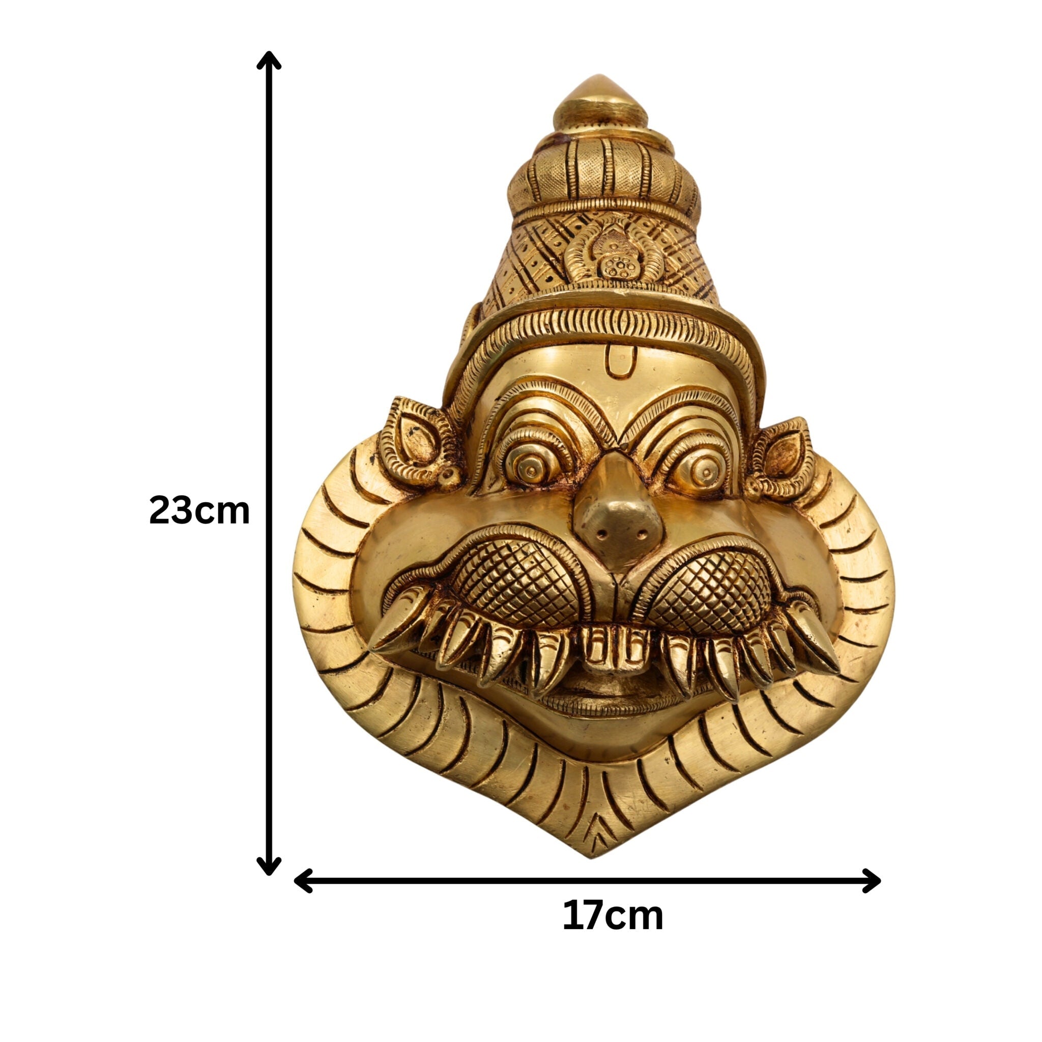 Handcrafted Brass Lord Narasimha Face Idol | Yoga Narasimha, Narasingha,  Art Home & Temple Decor,Gold, 9 Inch, 1 Piece