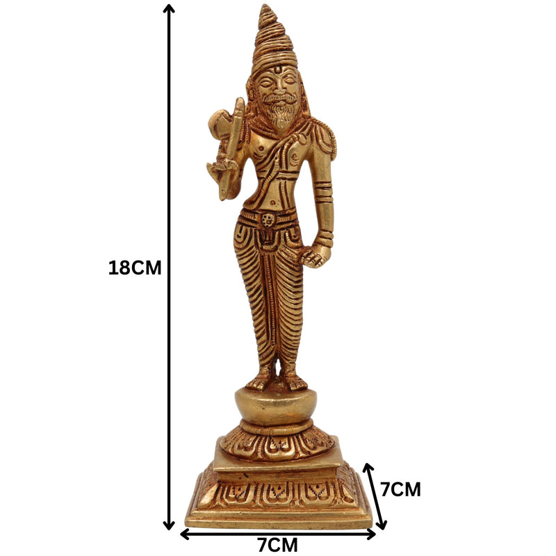 Brahmarshi Parashurama Brass Idol | Parashuram Murti | Bhargava Rishi Axe-Wielding Statue for Home, Temple & Pooja Decor,Gold, 7 Inch, 1 Piece