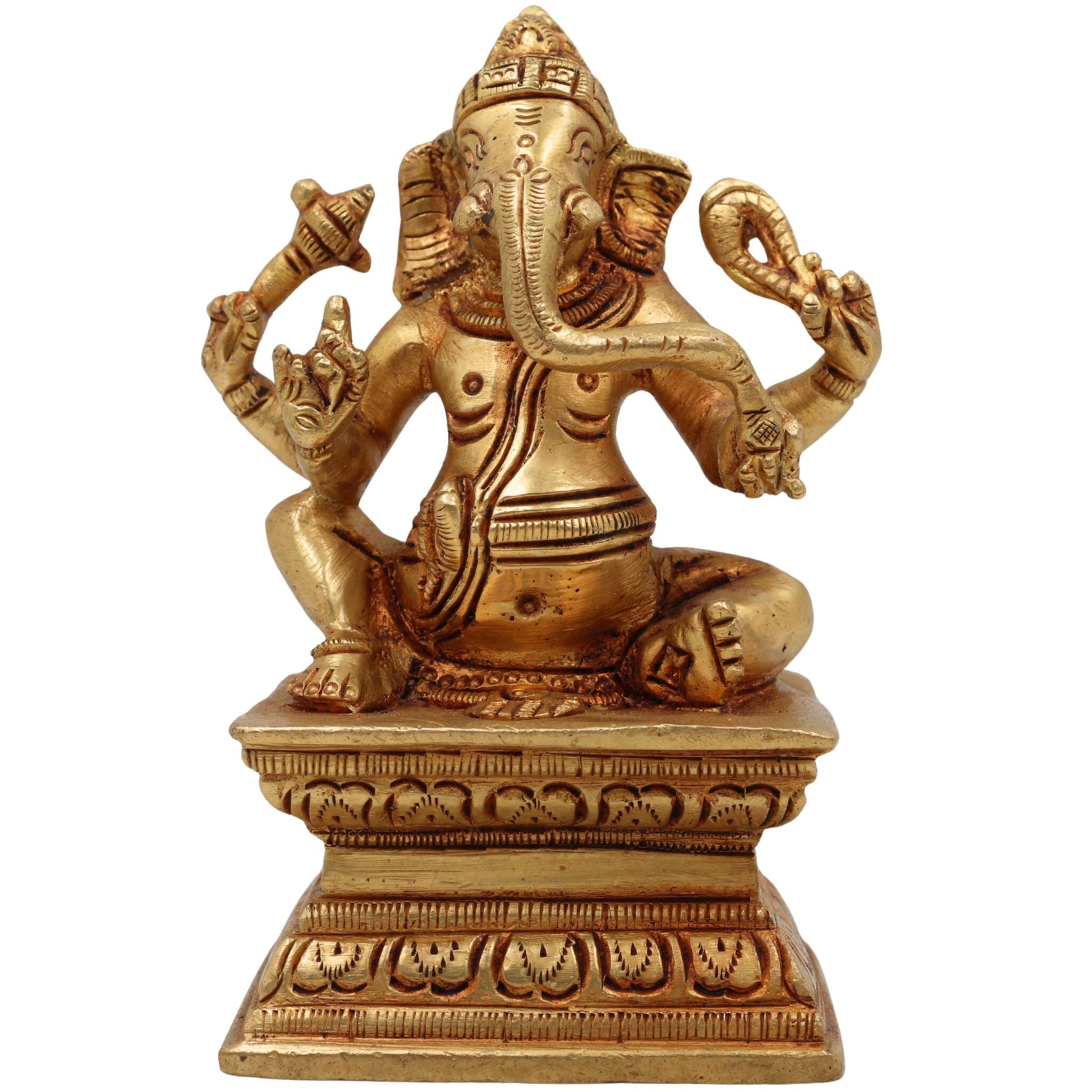 Brass Ganesha Idol, Vinayaka Ganpati Murti | Ekadanta Pillaiyar Statue for Home, Temple & Pooja Decor,Gold, 5 Inch, 1 Piece